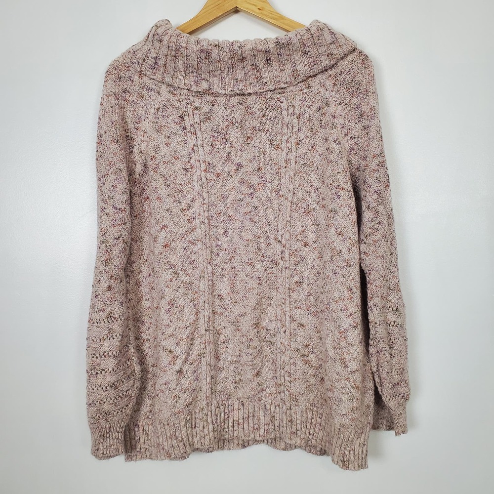 89th + Madison cowl neck sweater tan large - Picture 2 of 5